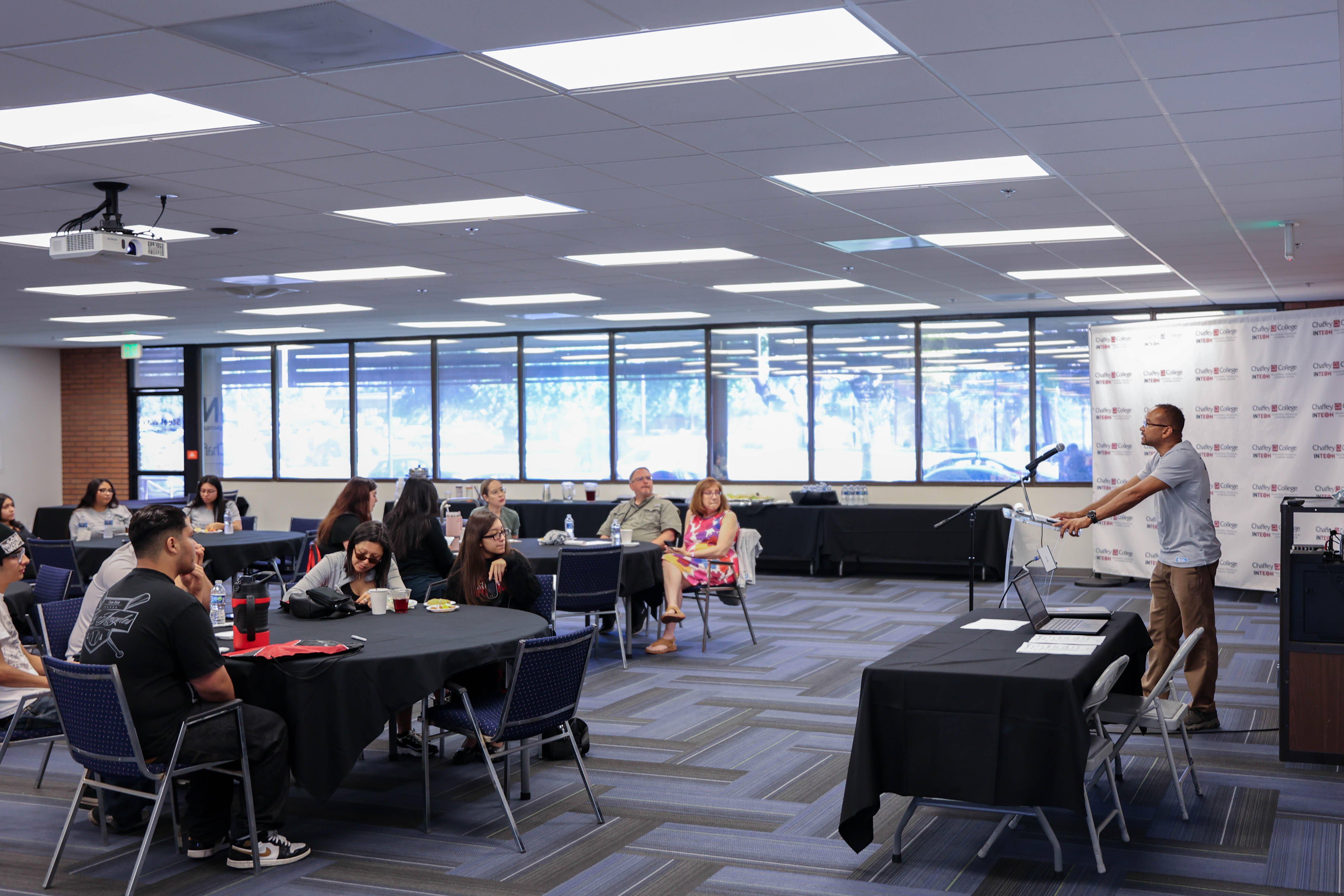Students at workstations during camp